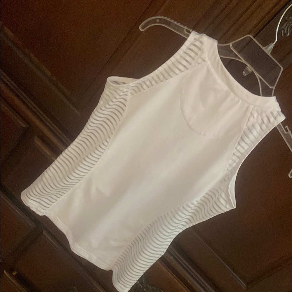 bolle White Mesh-Panel Athletic Tank Top with Front Zip - Picture 4 of 6